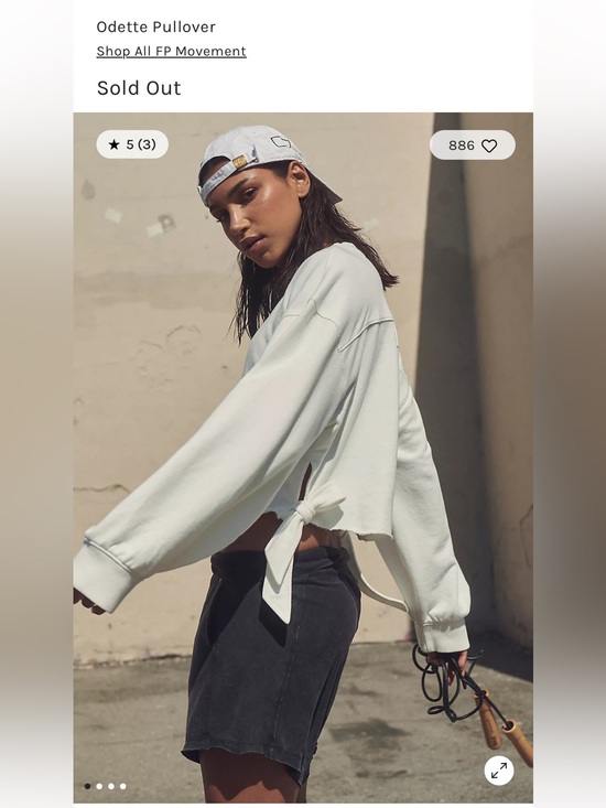 FP Movement by Free People Tops - FP Movement by Free People Odette Pullover Small Side Tie Crop White sweatshirt